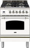 ILVE 24-Inch Nostalgie - Dual Fuel Range with 4 Sealed Burners - 2.44 cu. ft. Oven - Chrome Trim in White (UPN60DMPBX)
