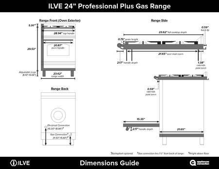 ILVE 24" Professional Plus All Gas Range with 4 Burners - 2.4 cu. ft. Oven - in Glossy Black with Chrome Trim (UPW60DVGGN) Ranges ILVE 