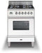 ILVE 24-Inch Professional Plus Gas Range with 4 Sealed Brass Burners - 2.4 cu. ft. Oven - in White with Chrome Trim (UPW60DVGGB)