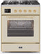 ILVE 30-Inch Majestic II Dual Fuel Range with 5 Burners - 4  cu. ft. Oven - Brass Trim in Antique White (UM30DNE3AWG)