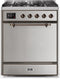 ILVE 30-Inch Majestic II Dual Fuel Range with 5 Burners - 4 cu. ft. Oven - Bronze Trim in Stainless Steel (UM30DQNE3SSB)