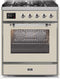 ILVE 30-Inch Majestic II Dual Fuel Range with 5 Burners - 4  cu. ft. Oven - Chrome Trim in Antique White (UM30DNE3AWC)