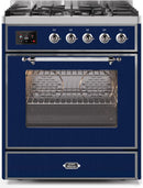 ILVE 30" Majestic II Dual Fuel Range with 5 Burners - 2.3 cu. ft. Oven - Chrome Trim in Blue (UM30DNE3MBC) Ranges ILVE 