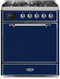 ILVE 30-Inch Majestic II Dual Fuel Range with 5 Burners - 4 cu. ft. Oven - Chrome Trim in Blue (UM30DQNE3MBC)
