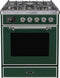 ILVE 30-Inch Majestic II Dual Fuel Range with 5 Burners - 4  cu. ft. Oven - Chrome Trim in Emerald Green (UM30DNE3EGC)