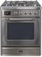 ILVE 30-Inch Majestic II Dual Fuel Range with 5 Burners - 4  cu. ft. Oven - Chrome Trim in Stainless Steel (UM30DNE3SSC)