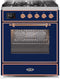 ILVE 30-Inch Majestic II Dual Fuel Range with 5 Burners - 4  cu. ft. Oven - Copper Trim in Blue (UM30DNE3MBP)