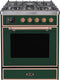 ILVE 30-Inch Majestic II Dual Fuel Range with 5 Burners - 4  cu. ft. Oven - Copper Trim in Emerald Green (UM30DNE3EGP)