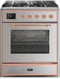 ILVE 30-Inch Majestic II Dual Fuel Range with 5 Burners - 4  cu. ft. Oven - Copper Trim in Stainless Steel (UM30DNE3SSP)