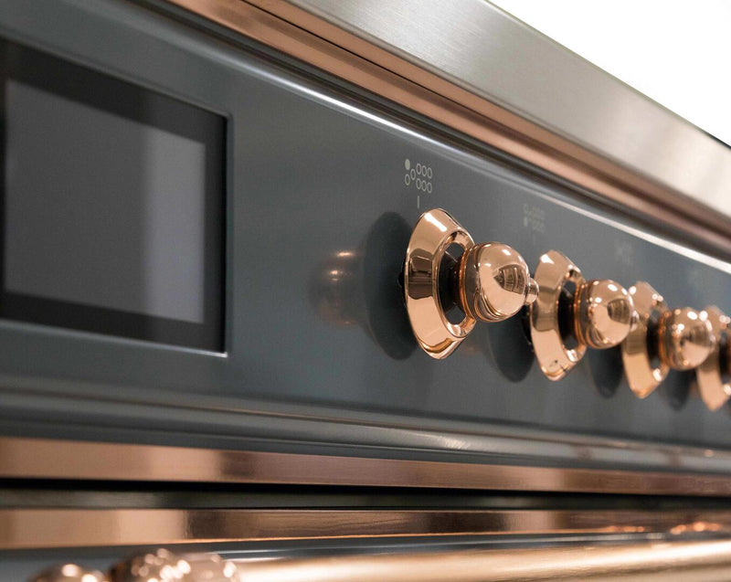 ILVE 30" Majestic II Dual Fuel Range with 5 Sealed Brass Burners - 3.5 cu. ft. Oven - in Blue Grey with Copper Trim (UM30DNE3BGP) Ranges ILVE 