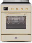 ILVE 30" Majestic II induction Range with 4 Elements - 2.3 cu. ft. Oven - Brass Trim in Antique White (UMI30NE3AWG) Ranges ILVE 