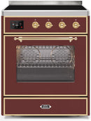 ILVE 30" Majestic II induction Range with 4 Elements - 2.3 cu. ft. Oven - Brass Trim in Burgundy (UMI30NE3BUG) Ranges ILVE 