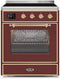 ILVE 30-Inch Majestic II induction Range with 4 Elements - 4 cu. ft. Oven - Brass Trim in Burgundy (UMI30NE3BUG)