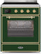 ILVE 30-Inch Majestic II induction Range with 4 Elements - 4 cu. ft. Oven - Brass Trim in Emerald Green (UMI30NE3EGG)