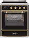 ILVE 30-Inch Majestic II induction Range with 4 Elements - 4 cu. ft. Oven - Brass Trim in Glossy Black (UMI30NE3BKG)