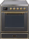 ILVE 30-Inch Majestic II induction Range with 4 Elements - 4 cu. ft. Oven - Brass Trim in Matte Graphite (UMI30NE3MGG)