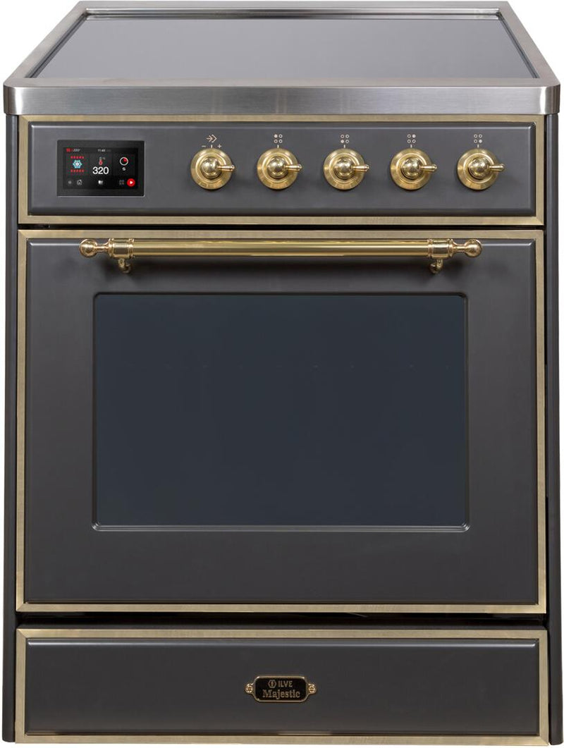 ILVE 30" Majestic II induction Range with 4 Elements - 2.3 cu. ft. Oven - Brass Trim in Matte Graphite (UMI30NE3MGG) Ranges ILVE 