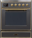 ILVE 30" Majestic II induction Range with 4 Elements - 2.3 cu. ft. Oven - Brass Trim in Matte Graphite (UMI30NE3MGG) Ranges ILVE 