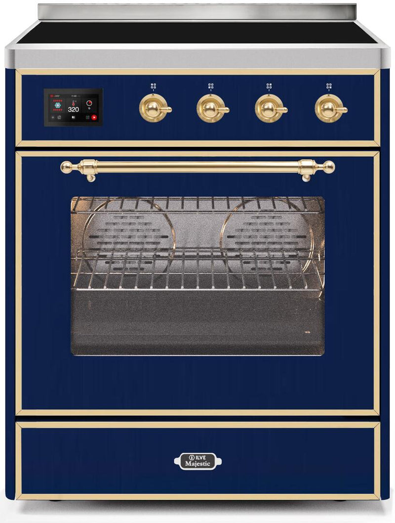 ILVE 30" Majestic II induction Range with 4 Elements - 2.3 cu. ft. Oven - Brass Trim in Midnight Blue (UMI30NE3MBG) Ranges ILVE 