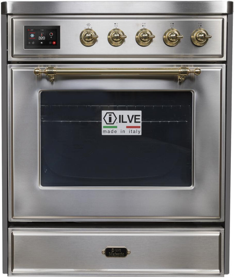 ILVE 30" Majestic II induction Range with 4 Elements - 2.3 cu. ft. Oven - Brass Trim in Stainless Steel (UMI30NE3SSG) Ranges ILVE 