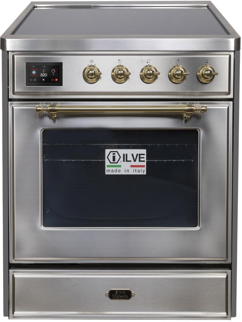 ILVE 30" Majestic II induction Range with 4 Elements - 2.3 cu. ft. Oven - Brass Trim in Stainless Steel (UMI30NE3SSG) Ranges ILVE 