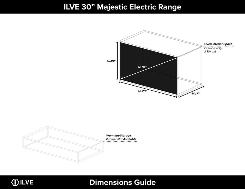 ILVE 30" Majestic II induction Range with 4 Elements - 2.3 cu. ft. Oven - Brass Trim in Stainless Steel (UMI30NE3SSG) Ranges ILVE 