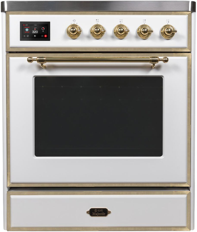 ILVE 30" Majestic II induction Range with 4 Elements - 2.3 cu. ft. Oven - Brass Trim in White (UMI30NE3WHG) Ranges ILVE 