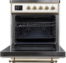 ILVE 30" Majestic II induction Range with 4 Elements - 2.3 cu. ft. Oven - Brass Trim in White (UMI30NE3WHG) Ranges ILVE 