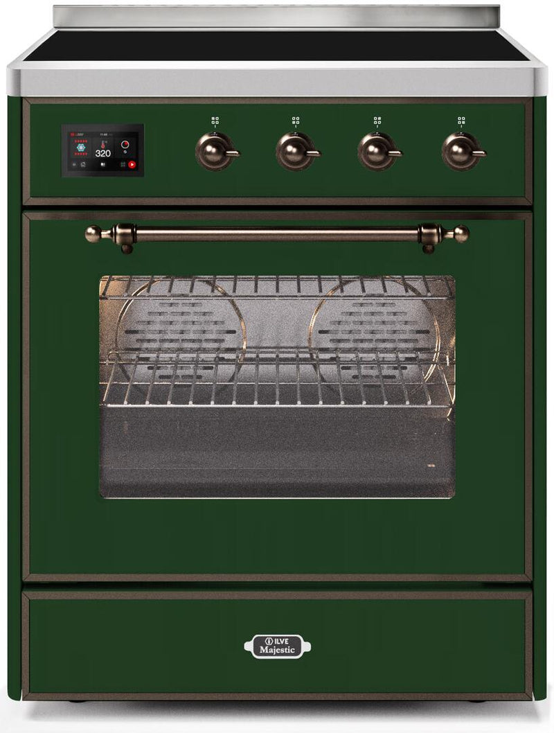 ILVE 30" Majestic II induction Range with 4 Elements - 2.3 cu. ft. Oven - Bronze Trim in Emerald Green (UMI30NE3EGB) Ranges ILVE 