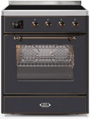 ILVE 30" Majestic II induction Range with 4 Elements - 2.3 cu. ft. Oven - Bronze Trim in Matte Graphite (UMI30NE3MGB) Ranges ILVE 