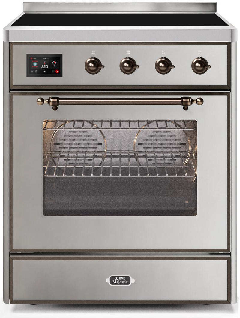 ILVE 30" Majestic II induction Range with 4 Elements - 2.3 cu. ft. Oven - Bronze Trim in Stainless Steel (UMI30NE3SSB) Ranges ILVE 