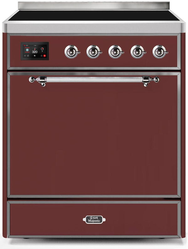 ILVE 30" Majestic II induction Range with 4 Elements - 2.3 cu. ft. Oven - Burgundy (UMI30QNE3BUC) Ranges ILVE 