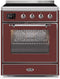 ILVE 30-Inch Majestic II induction Range with 4 Elements - 4 cu. ft. Oven - Chrome Trim in Burgundy (UMI30NE3BUC)