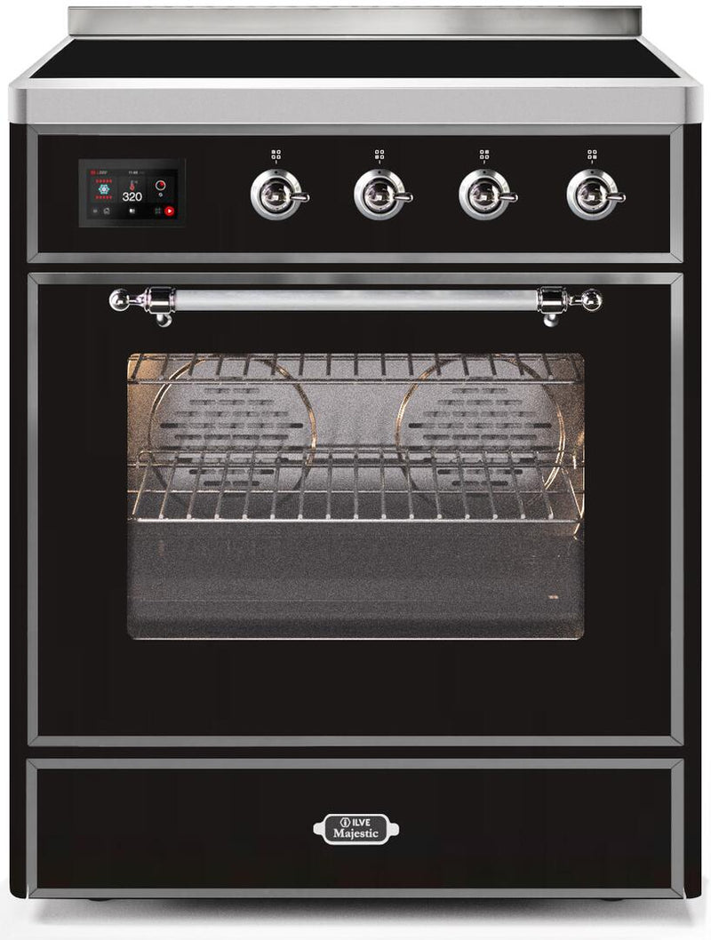 ILVE 30" Majestic II induction Range with 4 Elements - 2.3 cu. ft. Oven - Chrome Trim in Glossy Black (UMI30NE3BKC) Ranges ILVE 