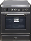 ILVE 30" Majestic II induction Range with 4 Elements - 2.3 cu. ft. Oven - Chrome Trim in Matte Graphite (UMI30NE3MGC) Ranges ILVE 