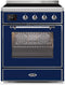 ILVE 30-Inch Majestic II induction Range with 4 Elements - 4 cu. ft. Oven - Chrome Trim in Midnight Blue (UMI30NE3MBC)