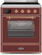 ILVE 30-Inch Majestic II induction Range with 4 Elements - 4 cu. ft. Oven - Copper Trim in Burgundy (UMI30NE3BUP)
