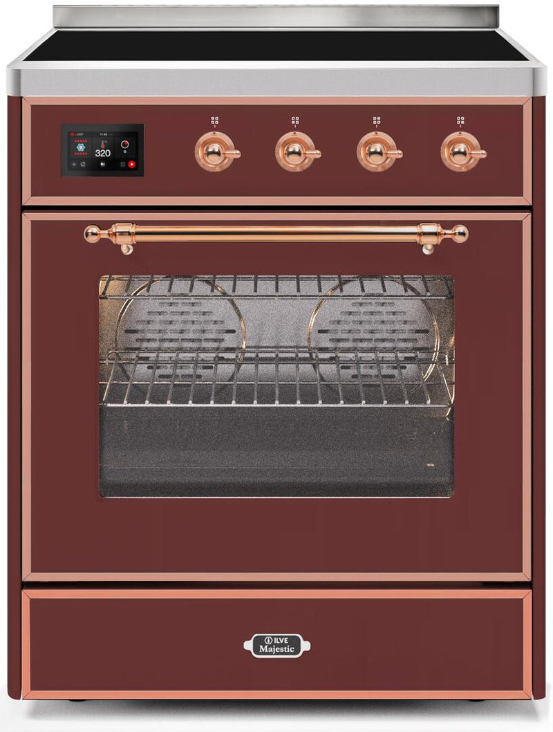 ILVE 30" Majestic II induction Range with 4 Elements - 2.3 cu. ft. Oven - Copper Trim in Burgundy (UMI30NE3BUP) Ranges ILVE 