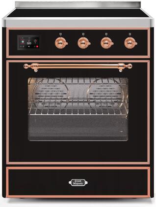 ILVE 30" Majestic II induction Range with 4 Elements - 2.3 cu. ft. Oven - Copper Trim in Glossy Black (UMI30NE3BKP) Ranges ILVE 