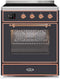 ILVE 30-Inch Majestic II induction Range with 4 Elements - 4 cu. ft. Oven Copper Trim in Matte Graphite (UMI30NE3MGP)