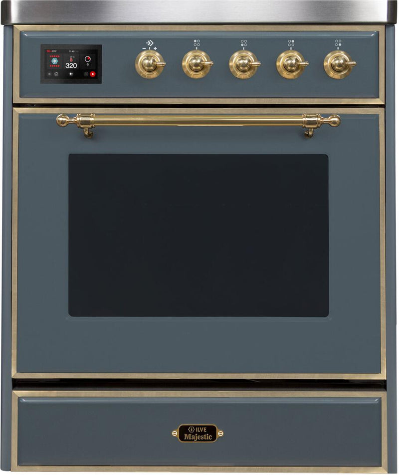ILVE 30" Majestic II induction Range with 4 Elements - 2.3 cu. ft. Oven in Blue Grey with Brass Trim (UMI30NE3BGG) Ranges ILVE 