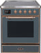 ILVE 30-Inch Majestic II induction Range with 4 Elements - 4 cu. ft. Oven in Blue Grey with Copper Trim (UMI30NE3BGP)