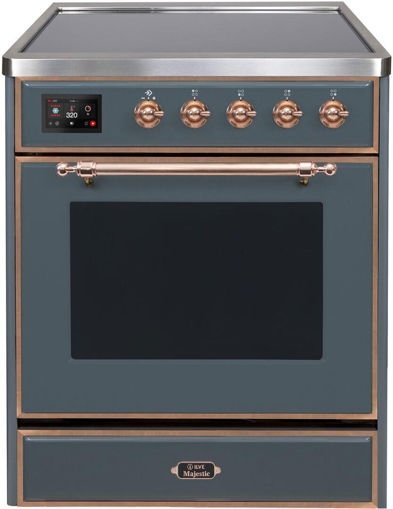 ILVE 30" Majestic II induction Range with 4 Elements - 2.3 cu. ft. Oven in Blue Grey with Copper Trim (UMI30NE3BGP) Ranges ILVE 