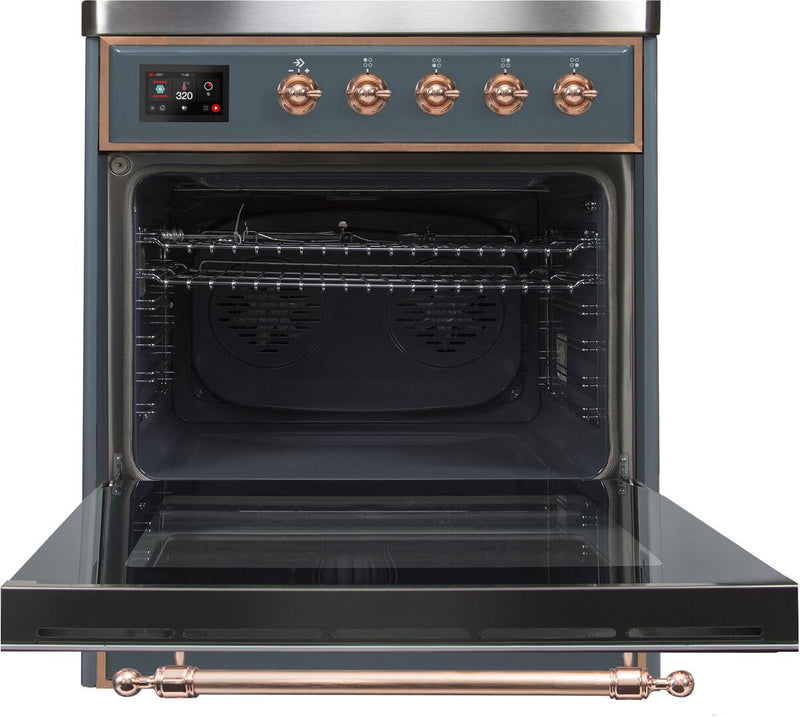 ILVE 30" Majestic II induction Range with 4 Elements - 2.3 cu. ft. Oven in Blue Grey with Copper Trim (UMI30NE3BGP) Ranges ILVE 