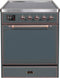 ILVE 30-Inch Majestic II Series Freestanding Electric Single Oven Range with 4 Elements in Blue Grey with Bronze Trim (UMI30QNE3BGB)