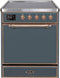 ILVE 30-Inch Majestic II Series Freestanding Electric Single Oven Range with 4 Elements in Blue Grey with Copper Trim (UMI30QNE3BGP)