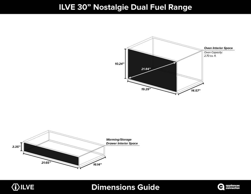 ILVE 30" Nostalgie - Dual Fuel Range with 5 Sealed Burners - 3 cu. ft. Oven - Brass Trim in Antique White (UPN76DMPA) Ranges ILVE 