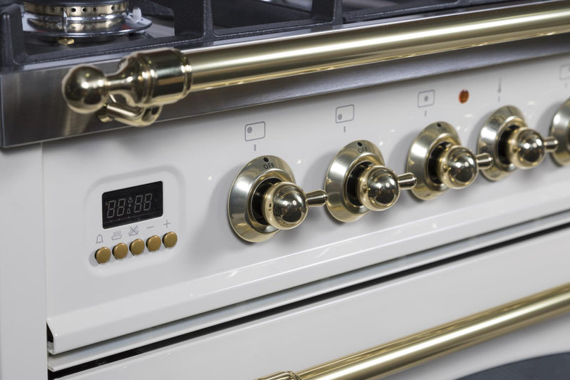 ILVE 30" Nostalgie - Dual Fuel Range with 5 Sealed Burners - 3 cu. ft. Oven - Brass Trim in Antique White (UPN76DMPA) Ranges ILVE 