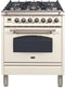 ILVE 30-Inch Nostalgie - Dual Fuel Range with 5 Sealed Burners - 3 cu. ft. Oven - Bronze Trim in Antique White (UPN76DMPAY)