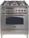 ILVE 30-Inch Nostalgie - Dual Fuel Range with 5 Sealed Burners - 3 cu. ft. Oven - Bronze Trim in Stainless Steel (UPN76DMPIY)